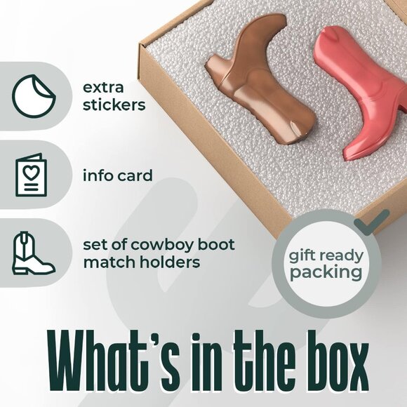 NEW Ceramic Cowboy Boots w Matches Holder Ceramic Box Striker Pink Tan Smokers - Picture 2 of 14